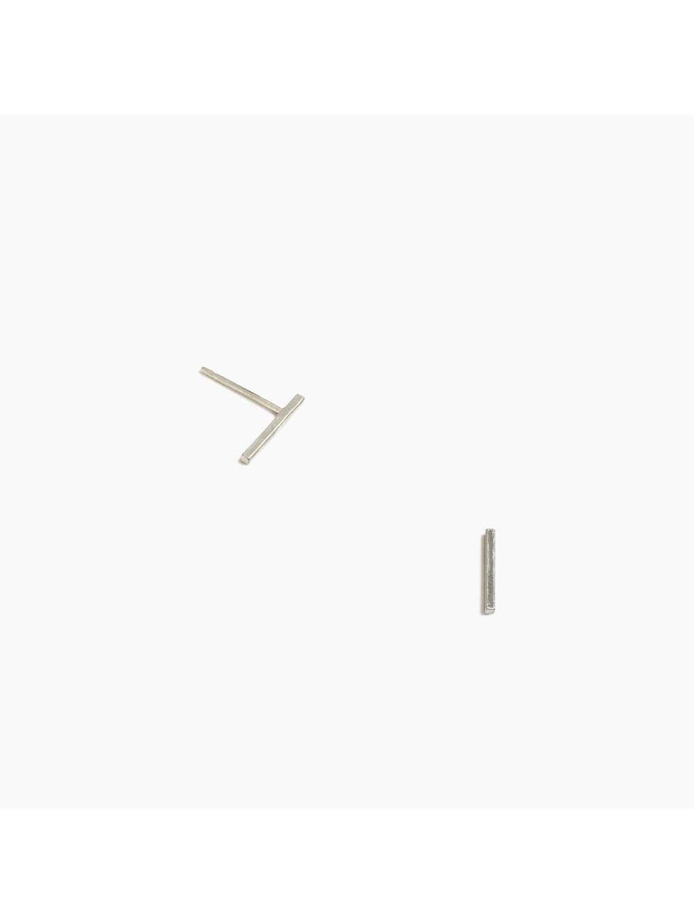 Madewell Bar Stud Earrings in Light Silver Ox
